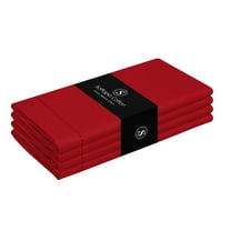 Softopia Cotton Hemstitch Table Fabric Cloth Napkins 18"x18", Set of 4, Red