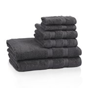 Zero Twist Smart Dry 100% Combed Cotton 6-Piece Towel Set Grey