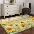 thumbnail image 3 of Summer Floral Area Rugs 4x6 ft Watercolor Sunflower Eucalyptus Leaves Yellow Wood Grain Washable Rug Non Slip Indoor Carpet Absorbent Floor Mat for Living Room Bedroom Dining Room, 3 of 9