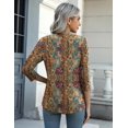 thumbnail image 3 of Camiseta Zeagoo Boho para mujer, manga 3/4, cuello redondo, corte holgado, 3 of 5