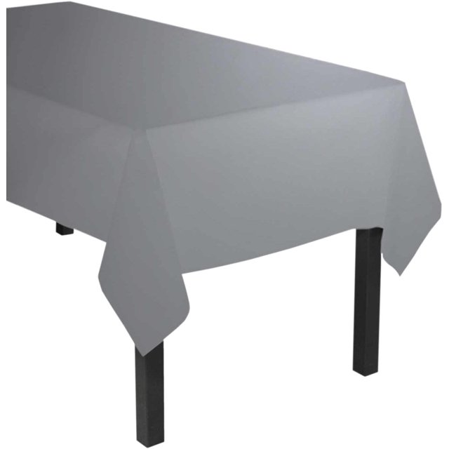Party Essentials Heavy Duty Plastic Table Cover, 54 x 108, Silver