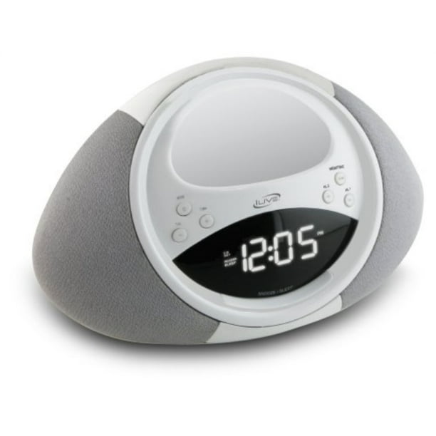 iLive ICP122W Clock Radio with Dock for iPhone/iPod, 20 FM Presets and