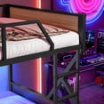 thumbnail image 6 of Full over Full Bunk Bed with Storage Shelf and LED Lights, Heavy Duty Metal Bunk Beds with Angled Ladder, Adults Bunk Bed with Noise-Reducing Rubber Stoppers, Black, 6 of 8