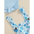 thumbnail image 6 of vera natura Baby Girls Summer Outfit Short Sleeves Rompers and Floral Suspender Skirt Headband 3 Piece Clothes Set, 6 of 8