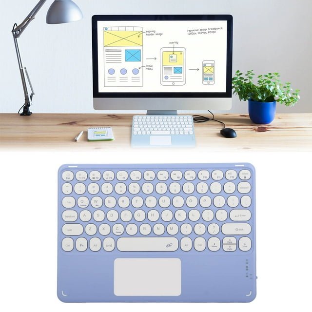 Keyboard, Multi Function Keys Smart Touch Laptop Keyboard Round Keycaps For Tablets For Laptops ,Yellow,Sky Blue,Green,Purple