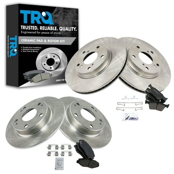 TRQ Front and Rear Brake Pad & Rotor Kit Brake Pads Brake Rotor Ceramic Fits Select 2016-2021 Honda Civic