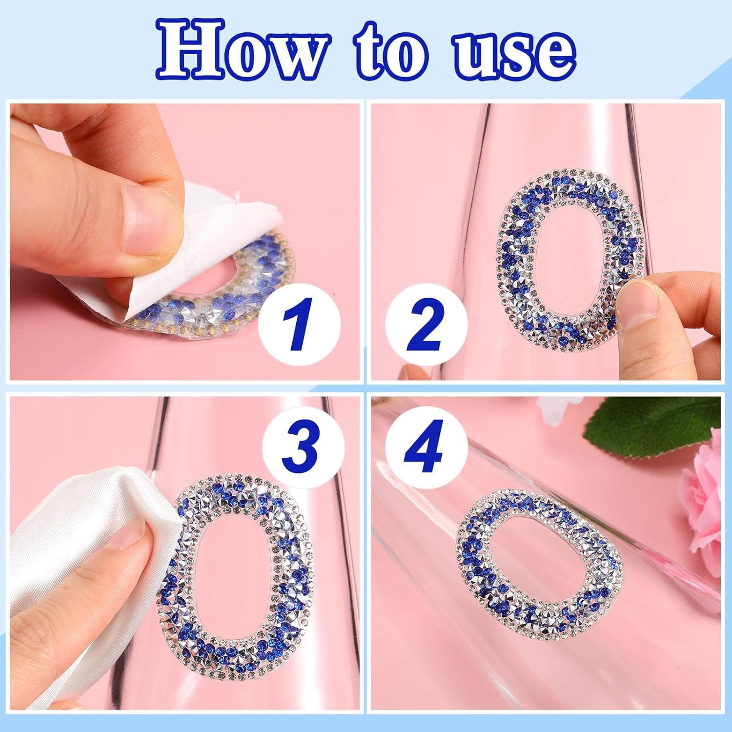 37 Pieces Rhinestone Letter Stickers Large Glitter Alphabet Crystal Number Self Adhesive Bling Stickers Iron on Letters for Art Crafts Clothing DIY Decors(Blue, White,1.97 Inch)