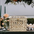 thumbnail image 3 of Caja de madera para tarjetas de boda con cerradura y letrero para tarjetas, caja para sobres de boda hueca grande rústica, caja para dinero, caja para tarjetas de regalo, 3 of 4