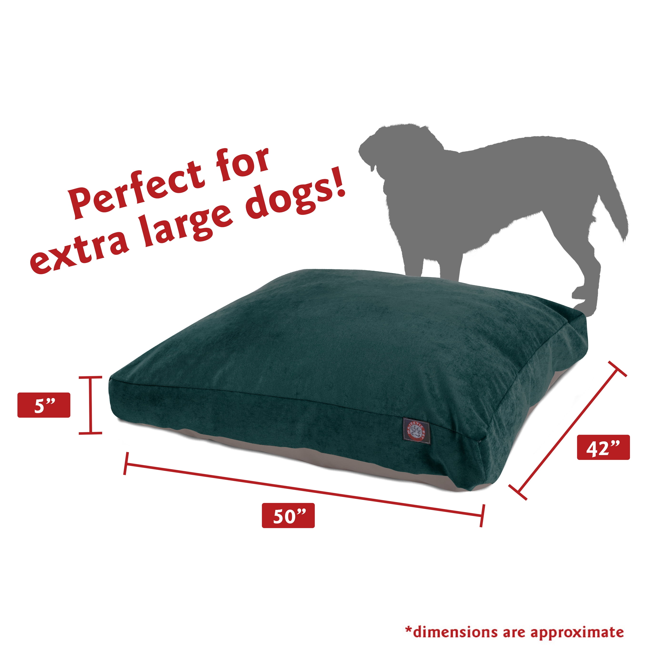 Majestic Pet | Villa Velvet Rectangle Pet Bed For Dogs, Removable Cover, Marine, Extra Large