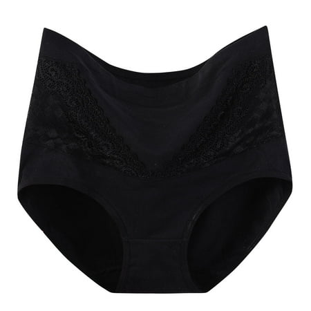 Jalioing Womens Plus Size Cotton Underwear Oversized Panty High Waist Stretch Breathable Ladies Panties (3X-Large  Black)