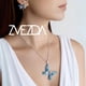 thumbnail image 2 of Juego de aretes y cadena con dije mariposa ZVEZDA plata mexicana ley .925 Azul cielo, 2 of 5