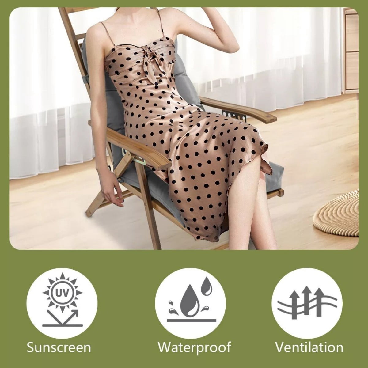 Waterproof High Back Chair Pads 43.3"x19.7"x4" Patio Chair Cushion Pads with 2 Anti-Slipx Ties