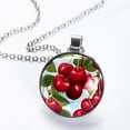 thumbnail image 2 of Cherry Elegant Glass Circular Pendant Necklace Jewelry, 2 of 5