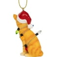 thumbnail image 5 of Orange Tabby Cat Christmas Tree Ornament with Santa Hat Wrapped in Christmas Tree Colored Lights, 5 of 5