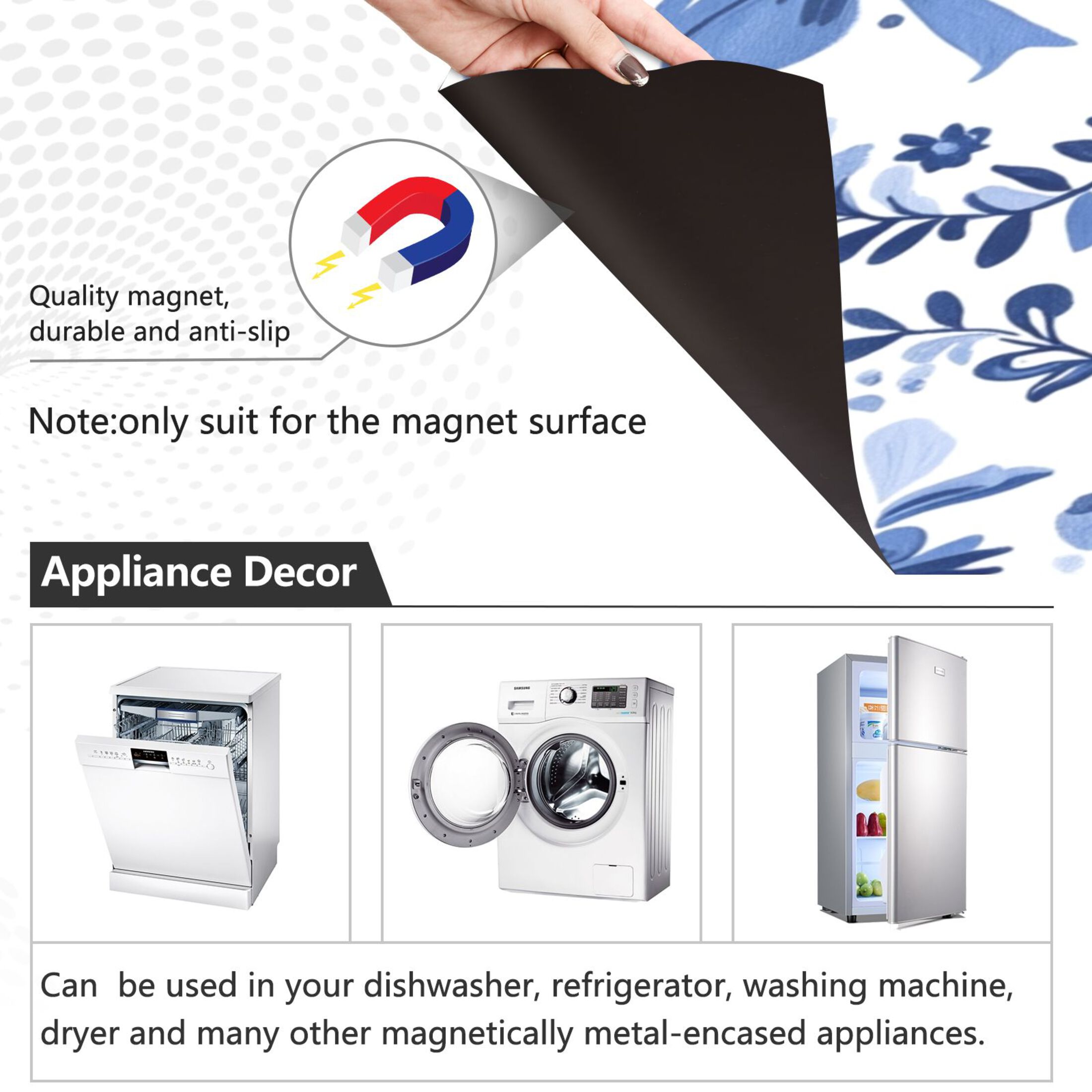 Dishwasher Magnetic Sticker 23x26 Inch Refrigerator Magnetic Sticker Washing Machine Magnetic Sticker Kitchen Panel Magnetic Sticker Home Decor Blue Bow