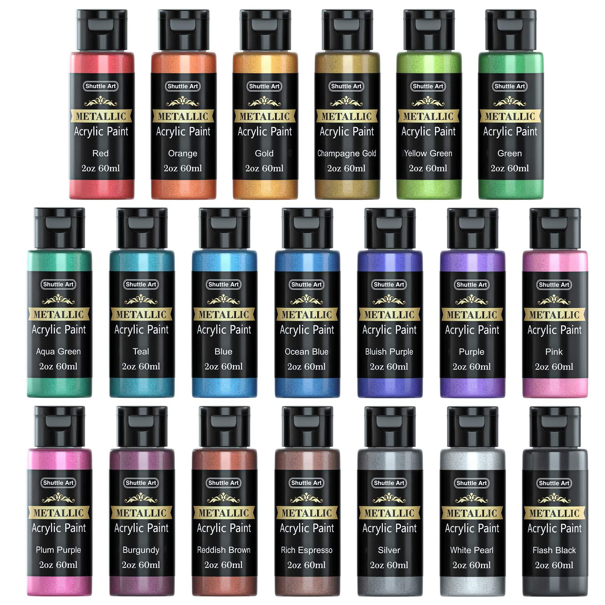Shuttle Art 2 oz Multi-color Metallic Acrylic Art Paint (24 Pieces)