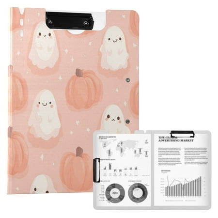 A4 Double Clip File Folder 18.9×12.6in Clipboards Foldable Binder Holds 80 Sheets Project Folder for Office Home Light Pink Ghosts and Pumpkins A4 Double Clip File Folder 18.9×12.6in Clipboards Foldable Binder Holds 80 Sheets Project Folder for Office Home Light Pink Ghosts and Pumpkins