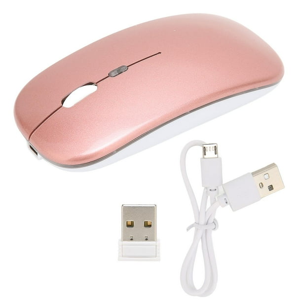 2.4GHz LED Wireless Mouse, Adjustable DPI, USB Charging, Anti-Fingerprint, Silent, for Laptop, Rose Gold
