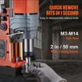 thumbnail image 5 of VEVOR 1300W/1400W 2" Magnetic Drill Press with 13000N Electromagnetic Base – 40mm Max Coring Diameter for Steel/Iron, Industrial & Home Fabrication, 5 of 10