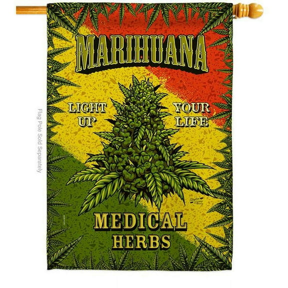 Angeleno Heritage H137545-BO Marihuana Novelty Trendy 28 x 40 in. Double-Sided Decorative Vertical House Flags for Decoration Banner Garden Yard Gift