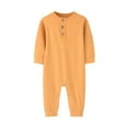 thumbnail image 1 of tarylea Newborn Baby Girls Boys Clothes Crew Neck Button Rompers Long Sleeve Solid Color Jumpsuits Casual Fall Comfy Outfits, 1 of 8