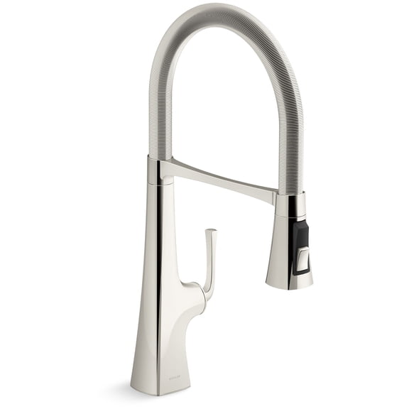 Kohler 22061-CP Graze Semi-pro, 3 Function Commercial Kitchen Faucet with Pull Down Sprayer, Standard, Polished Chrome