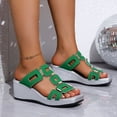 thumbnail image 6 of Wedges Heels for Women Open Square Toe Platform Slides Summer Trendy Cutout Sandals Slip on Slippers Dress Beach Shoes Green Size 8, 6 of 9