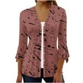 thumbnail image 2 of jsaierl Duster Cardigans for Women 3/4 Sleeve Open Front Elegant Cardigan Jacket Coat Womens 3/4 Sleeve Tops Funny Print Fall Cardigans for Women, 2 of 5