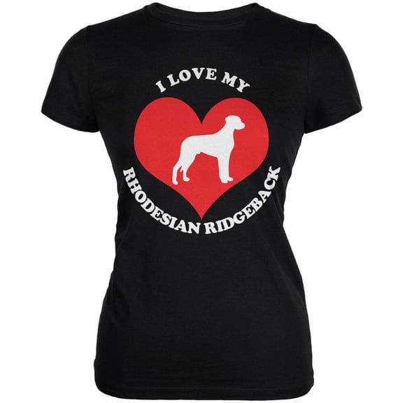Valentines I Love My Rhodesian Ridgeback Black Juniors Soft T-Shirt - 2X-Large