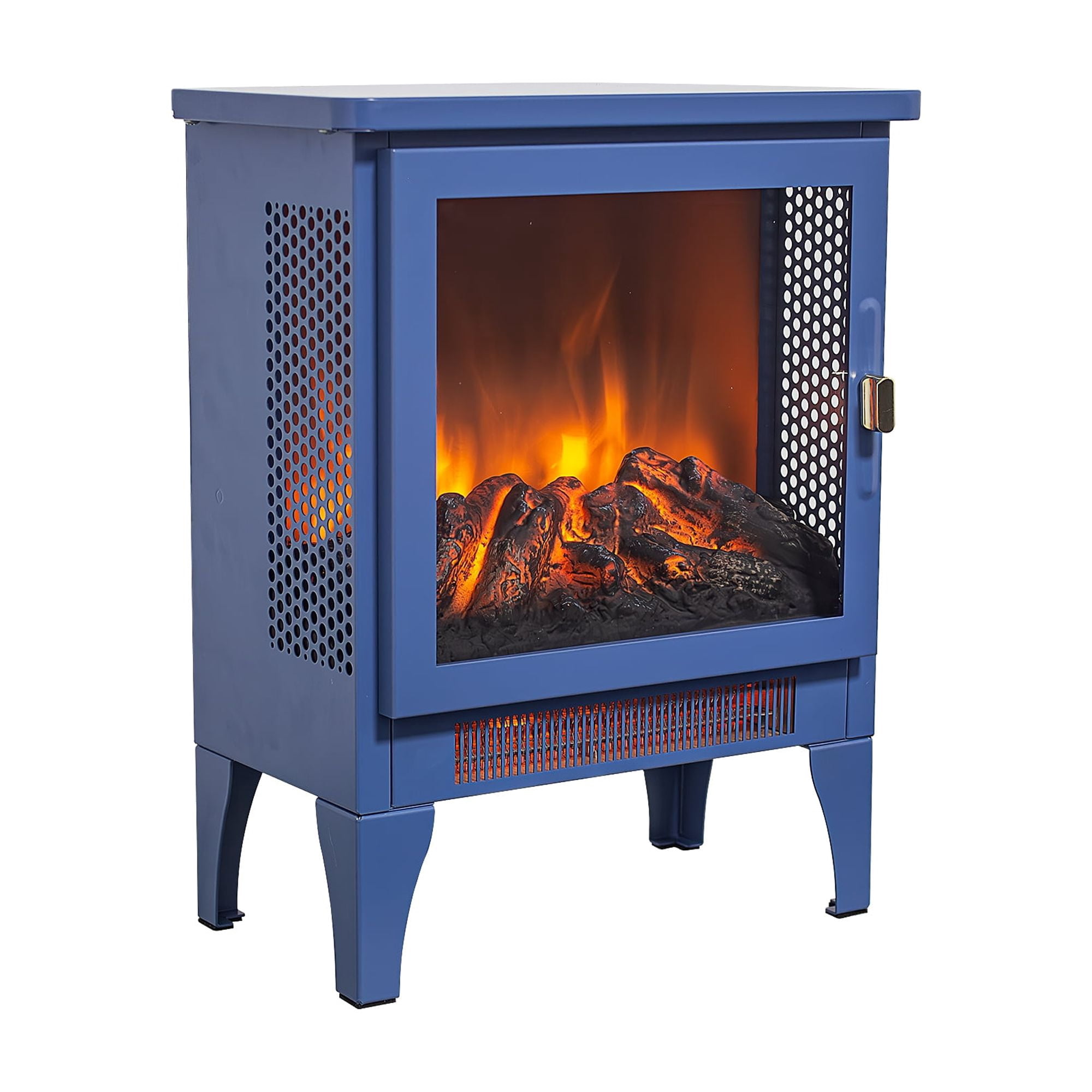 Indoor Fireplaces 17 inch Freestanding Electric Fireplace Stove heater with 3D Flame effect,Classic Blue,Gas Indoor Fireplaces