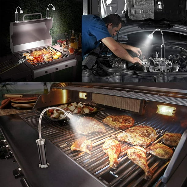 Bbq light set 2 led bbq grill lights with magnetic base 360 degree rotation flexible adjustable for bbq camping party outdoor