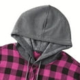 thumbnail image 5 of BXINGOHAI Men's Flannel Hoodie Shirts Casual Button Down Plaid Shirt Jackets for Men Long Sleeve Stylish Hooded with Pocket Pink,M, 5 of 6