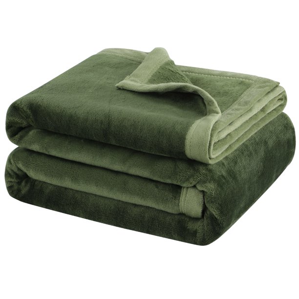 Manta Cama PiccoCasa Manta para Sofá de Franela Polar Reversible 100% Microfibra Suave Verde Felce 130 x 150 cm