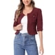 thumbnail image 1 of CHAQUETA DE JEAN CORTA SIN CUELLO PARA MUJERES CON MANGAS 3/4 EN FUSCIA TALLA M, 1 of 6
