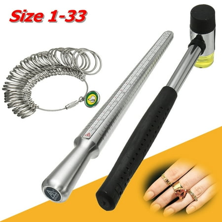 Ring Sizing Stick US Size Steel Ring Mandrel Jewelry Tool Sets Steel Ring Enlarger Stick Mandrel Sizer Ring Hammers Tool ()