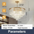 thumbnail image 4 of Depuley 23" Modern Crystal Chandelier Ceiling Light 4-Tier Luxury Chandeliers Gold Round Pendant Light Fixture Adjustable for Living Room Dining Bedroom Hallway, E12 Bulbs Included, 4 of 7