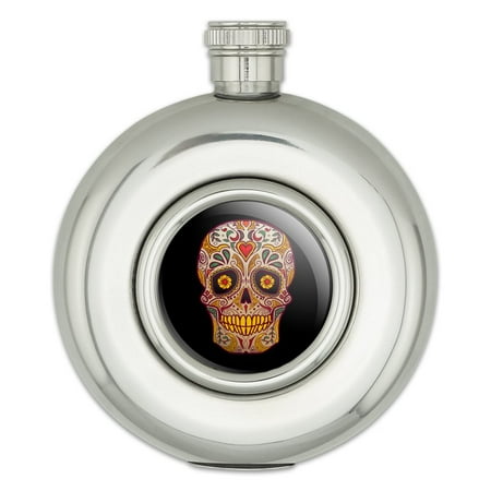 

Skull Day of the Dead Southwestern Round Stainless Steel 5oz Hip Drink Flask