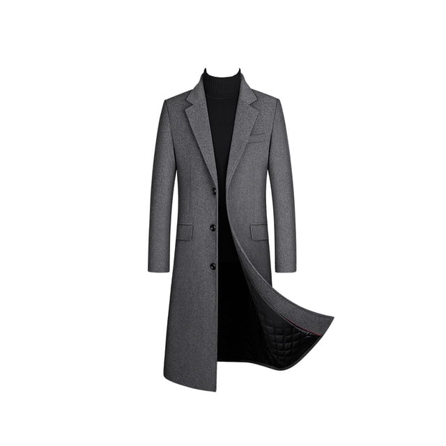 Qarigey Gabardina de lana Transpirable Invierno Hombres Abrigos de cachemira gruesos Abrigo en forma de H Cazadora sobre la rodilla Ropa Abrigos y chamarras Gris L