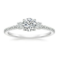 Arista 2-3/8 Carat T.W. Round Swarovski Diamond Three Stone Engagement Ring in Sterling Silver