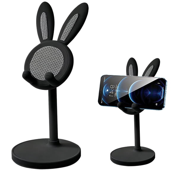 HandyHome Cute Bunny Ear Cell Phone Stand, Adjustable Height Desktop Phone Holder, Stable Desk Phone Mount Compatible with Smartphones and Tablets, Cute Phone Stand for Desk, Home and Learning Use