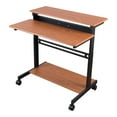 thumbnail image 2 of Stand Up Desk Store Rolling Adjustable Height Two Tier Standing Desk Computer Workstation (Black Frame/Teak Top, 40" Wide), 2 of 5