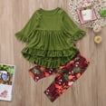 thumbnail image 2 of Seyurigaoka Seyurigaoka Casual Autumn Kids Baby Girls Cotton Outfits Ruffle Long Sleeve Dress Tops Flowers Pants Girls Clothes 2Pcs 2-7Y, 2 of 8