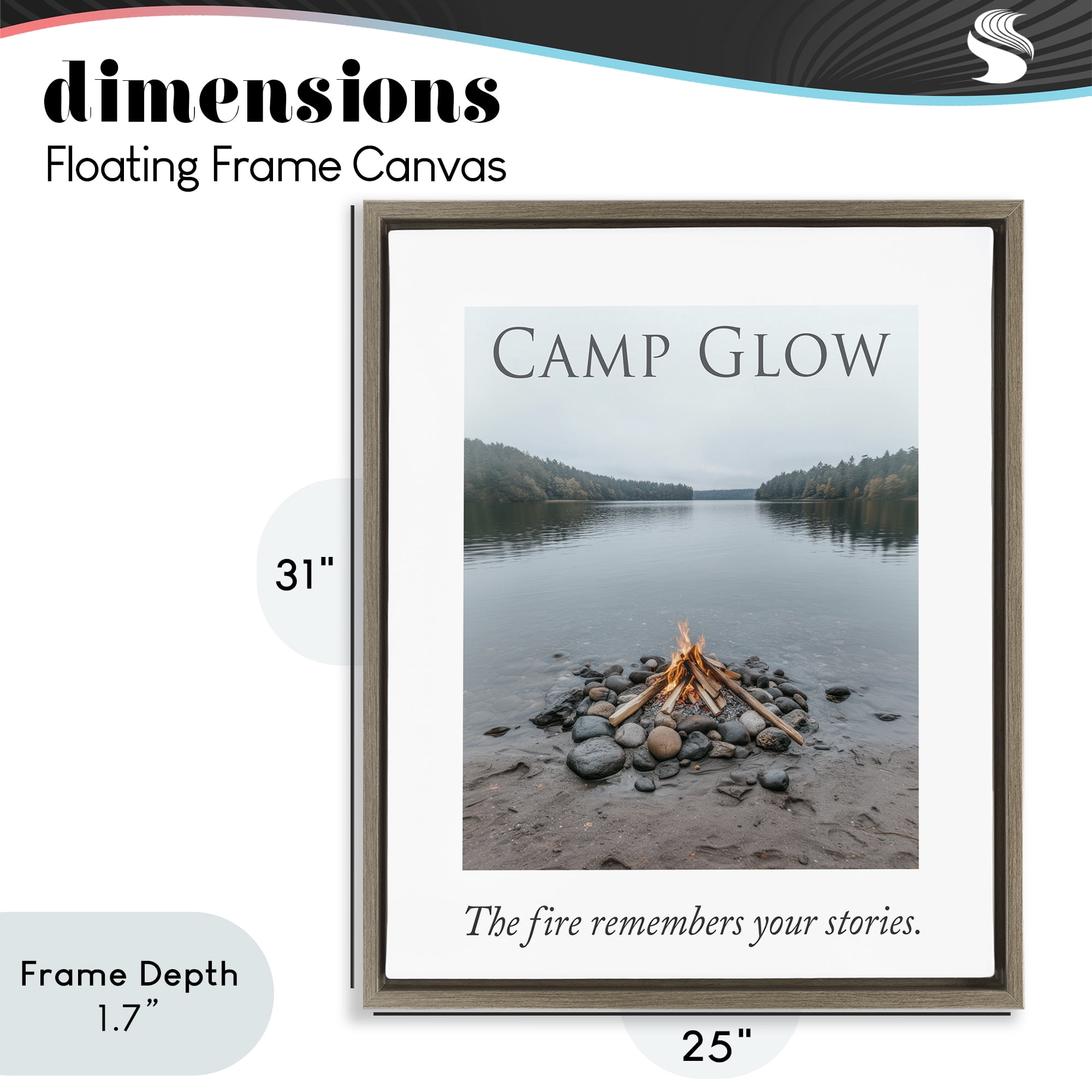 Stupell Industries Fire Remembers Your Stories Brown Framed Floater Canvas Wall Art, design by A Barefoot Stylist