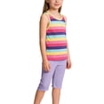thumbnail image 4 of Girls' Rainbow Striped Two-Piece Summer Round Neck Sleeveless Vest And Elastic Waisted Cropped Pants Set Sizes 1-12, 4 of 6
