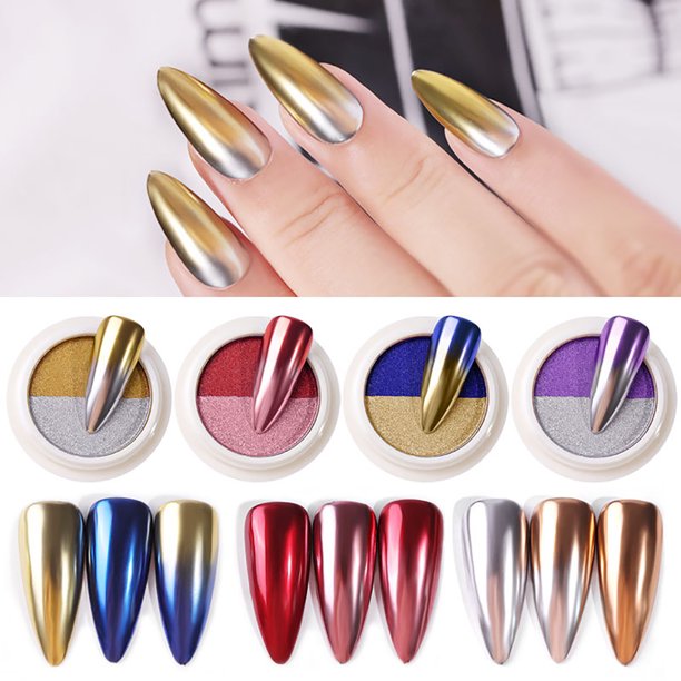 XWSHYW Polvo Color Espejo Efecto Pigmento Polvo Holográfico Brillo Uñas Arte Polvo