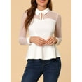 thumbnail image 5 of Allegra K Women's Halloween Costume Mesh Sheer Long Sleeve Blouse Turn Down Collar Keyhole Peplum Top, 5 of 6
