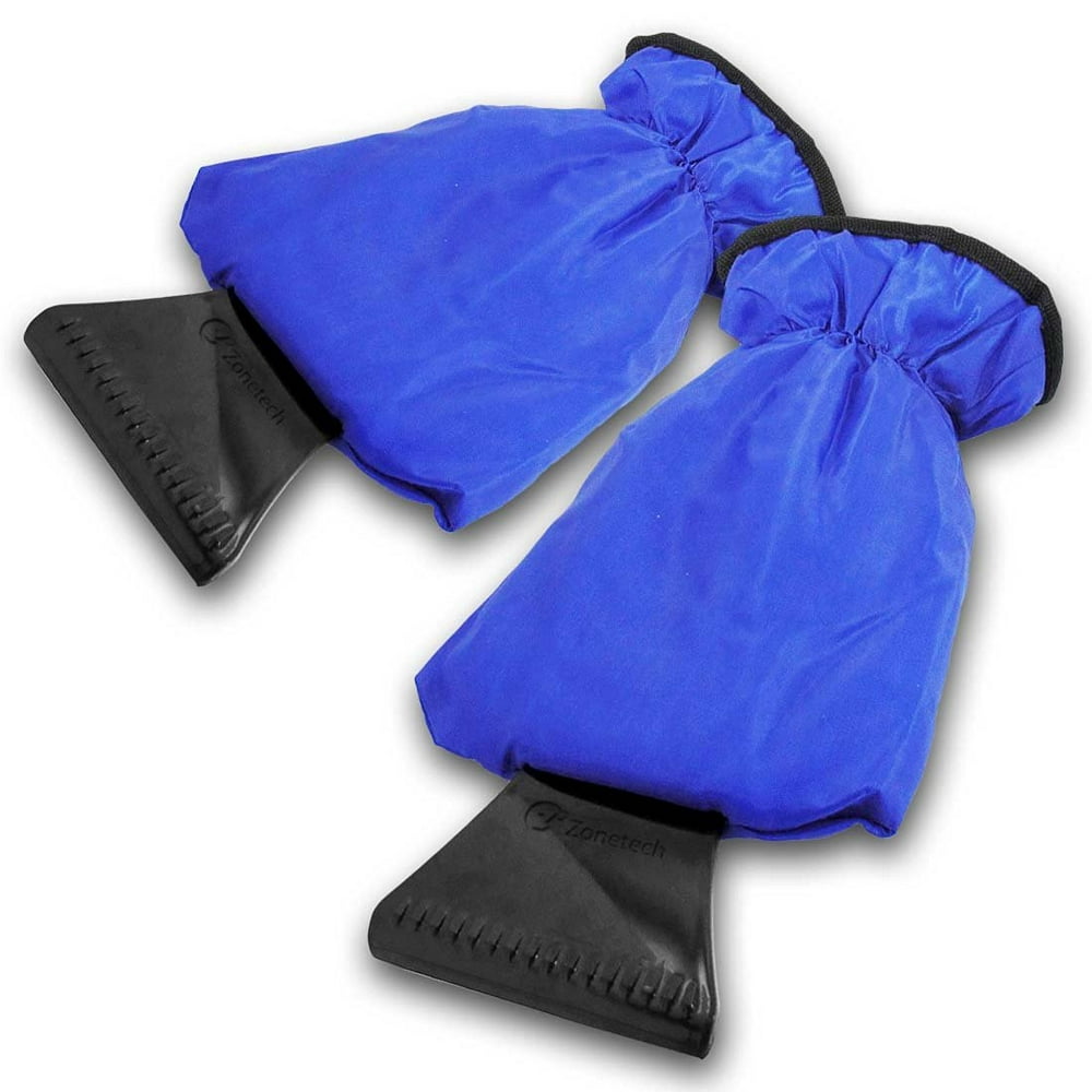 Zone Tech Waterproof Ice Scraper Vehicle Mitt 2Pack Blue Waterproof