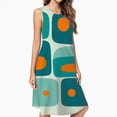thumbnail image 2 of Abstract Teal Orange Shapes Design Dress Loose Women'S Dress Beach Dresses With Pockets Dresses For Womens, 2 of 4