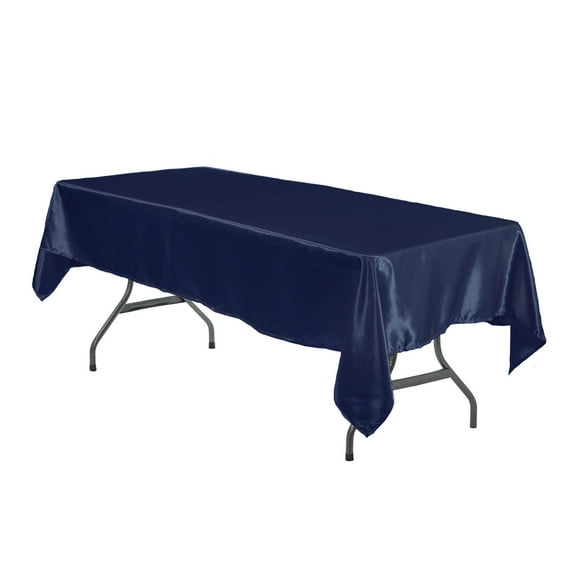 Your Chair Covers - 60 x 102 Inch Rectangular Satin Tablecloth Navy Blue