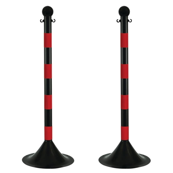 2 Inch Black/Red Light Duty Stanchion (2 Pk)
